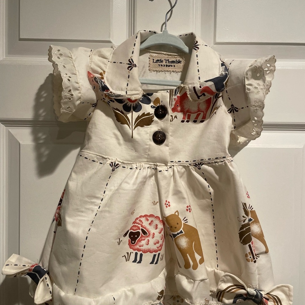 Kids Animal Print Dress - Cream